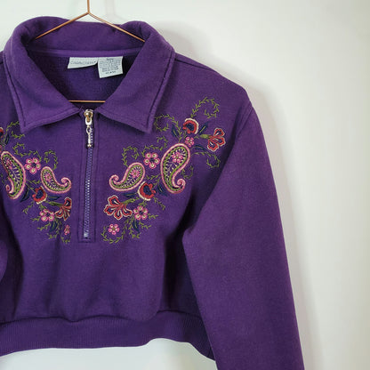 Reworked 90s Floral Embroidered Sweatshirt | Size S