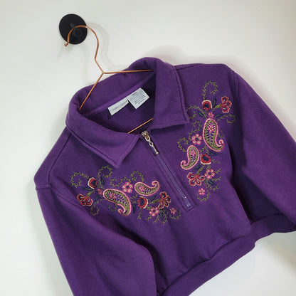 Reworked 90s Floral Embroidered Sweatshirt | Size S