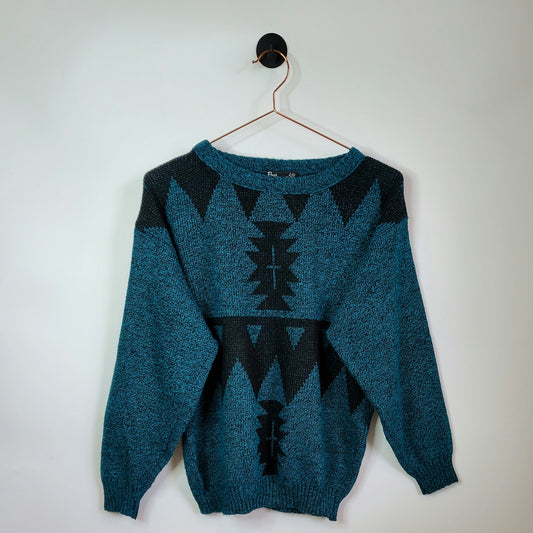 Vintage 90s Abstract Pattern Knit Jumper | Size 12