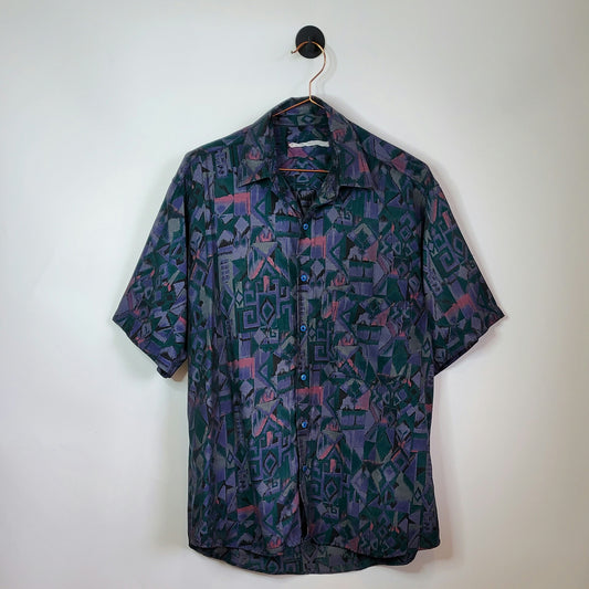 Vintage 90s Funky Pattern Festival Shirt | Size M