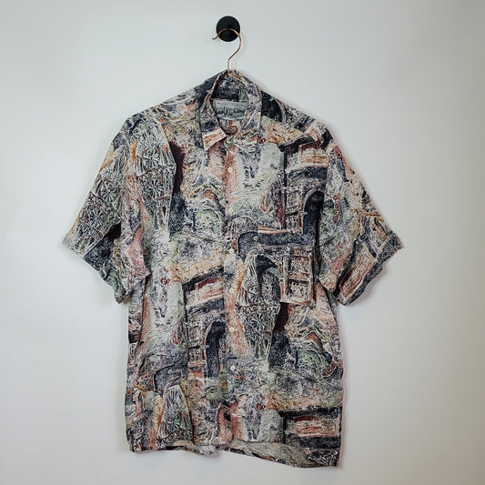 Vintage 90s Abstract Print Festival Shirt | Size M