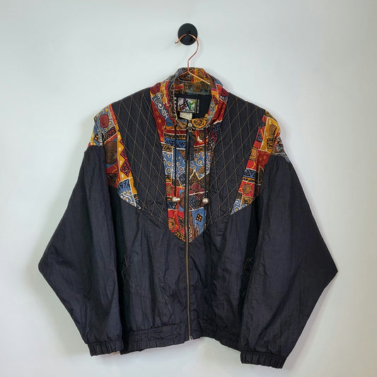 Vintage 90s Aztec Print Windbreaker Jacket | Size L