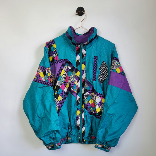 90s Vintage Funky Print Windbreaker Jacket | Size XL