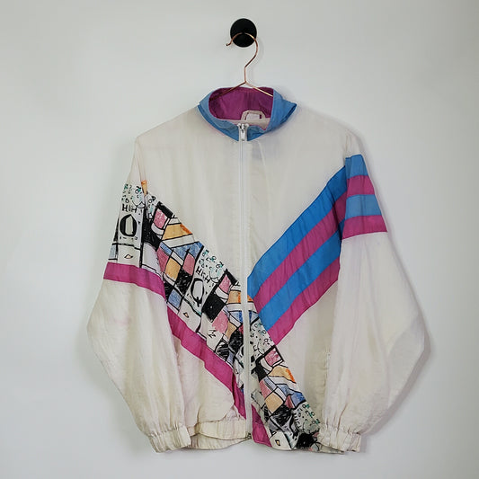 Vintage 90s Funky Pattern Windbreaker Jacket | Size M