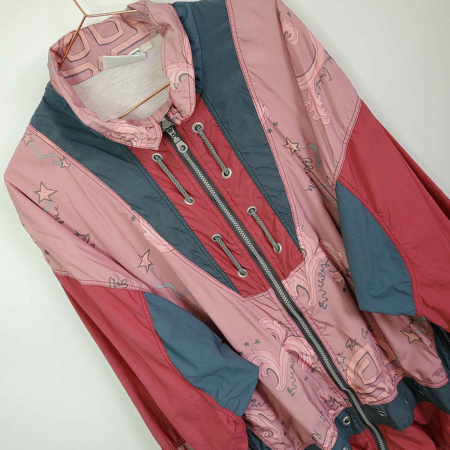 Vintage 90s Funky Pattern Windbreaker | Size XXL