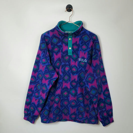 Vintage 90s Funky Pattern Fila Fleece | XL