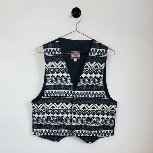 Vintage 90s Aztec Western Print Waistcoat | Size 10-12