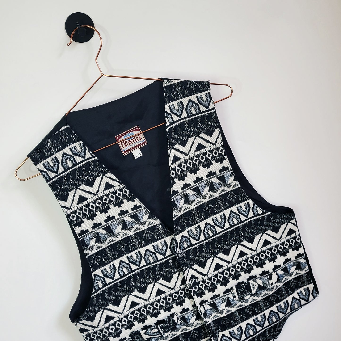 Vintage 90s Aztec Western Print Waistcoat | Size 10