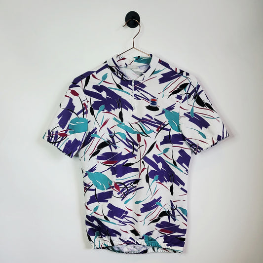 Vintage 90s Funky Pattern Cycling Jersey | Size 12-14