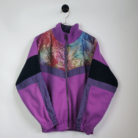 Vintage Funky Pattern Fleece Jacket | Size M