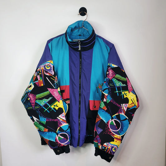 Vintage 90s Funky Print Ski Jacket | Size 16-18