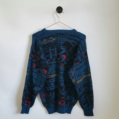 Vintage 80s Funky Pattern Knit Jumper | Size M