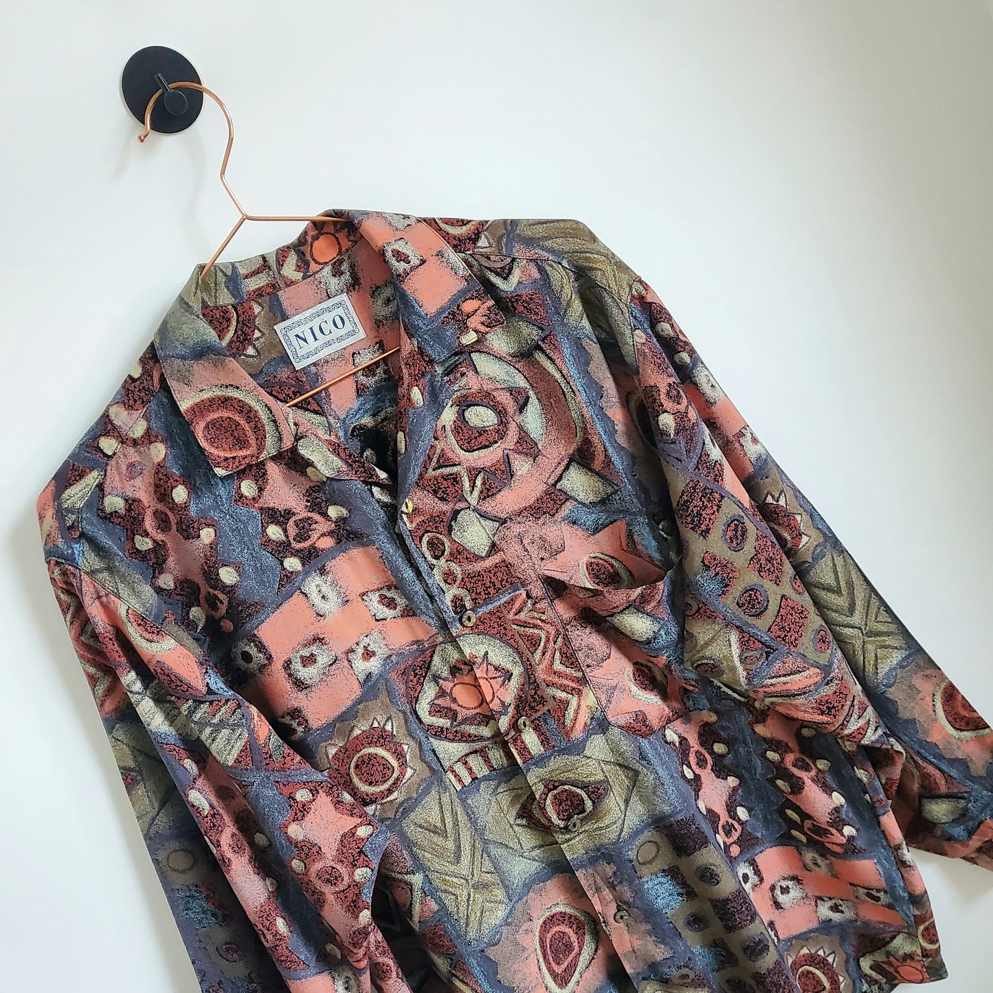 Vintage 90s Funky Pattern Festival Shirt | Size M