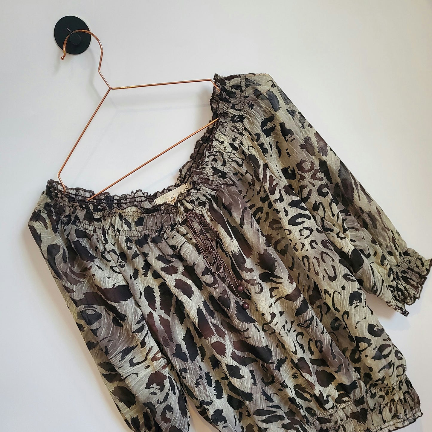 Vintage Y2K Animal Print Floaty Chiffon Top | Size 12