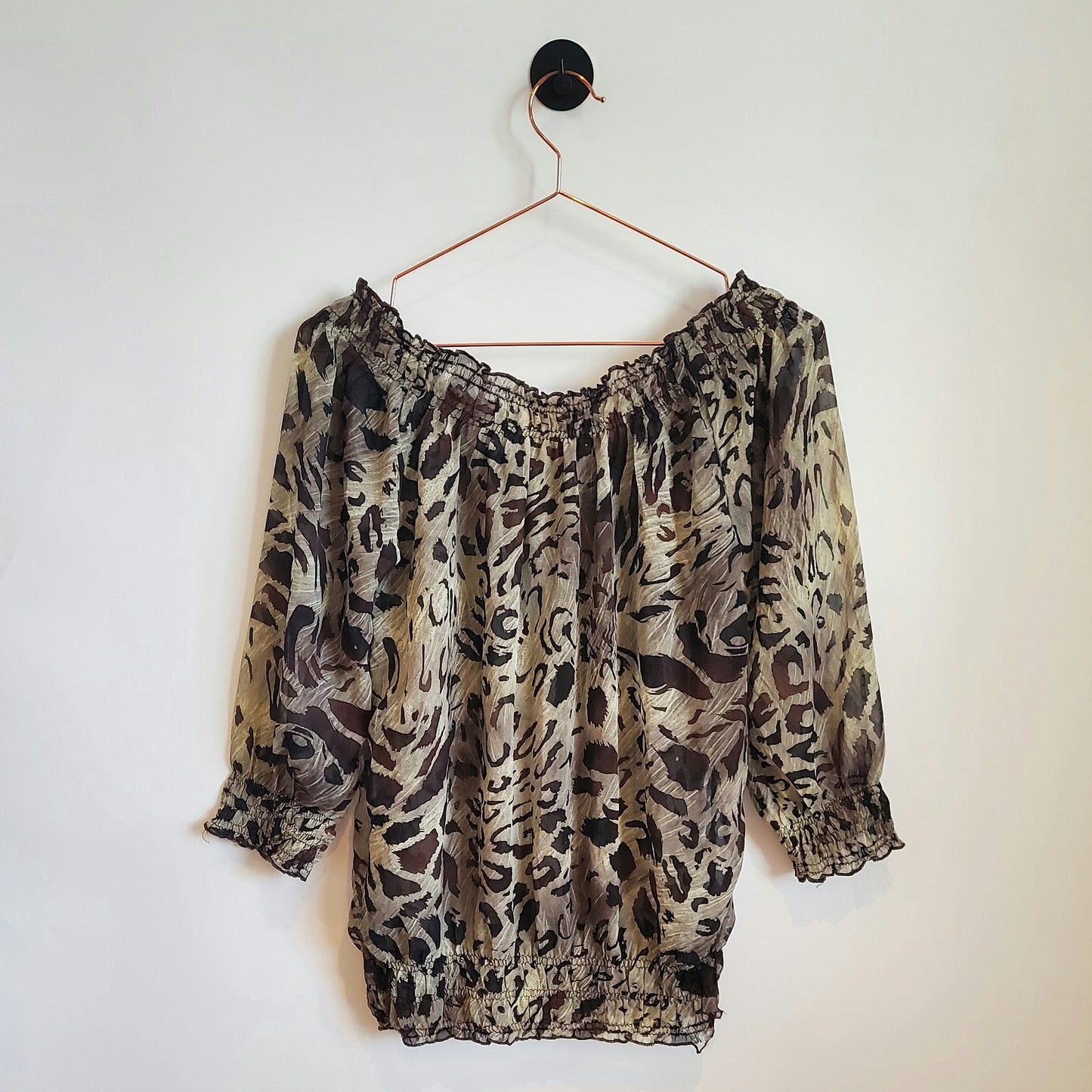 Vintage Y2K Animal Print Floaty Chiffon Top | Size 12