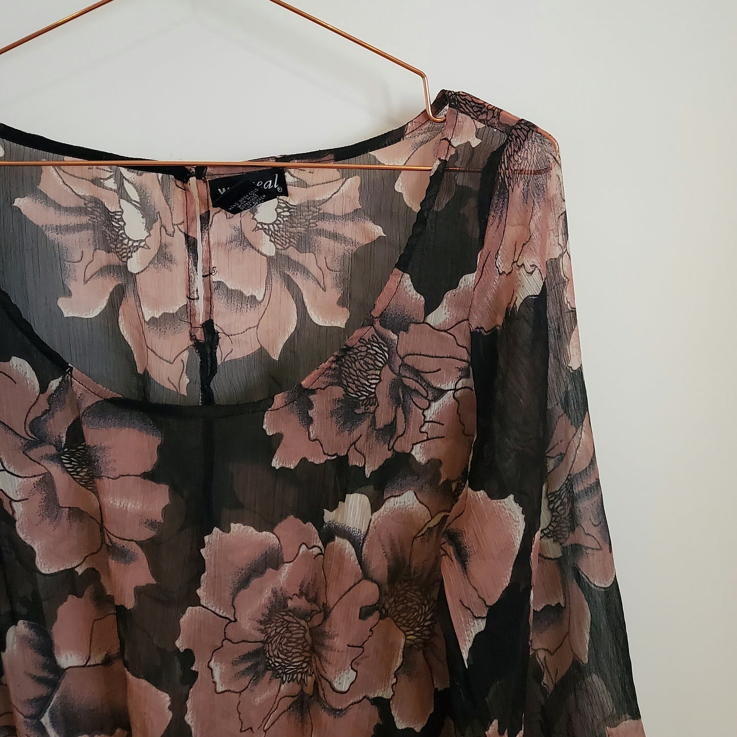 Vintage 90s Sheer Floral Chiffon Top | Size 10