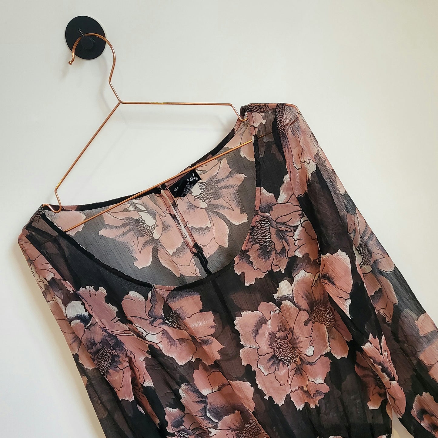 Vintage 90s Sheer Floral Chiffon Top | Size 10