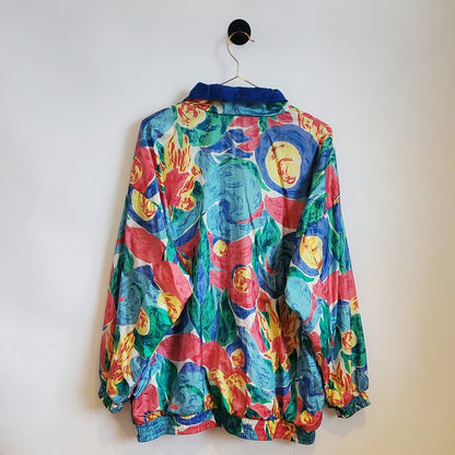 Vintage 80s Floral Print Windbreaker Jacket | Size 18