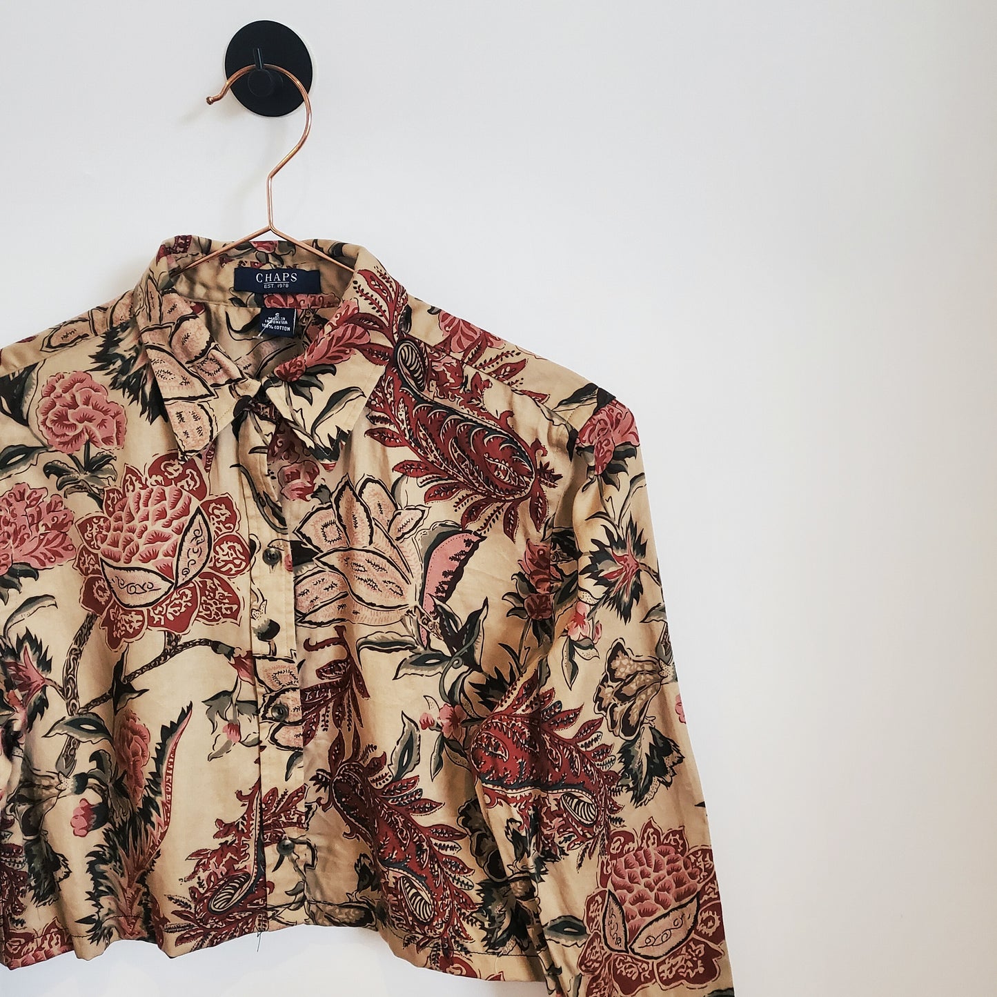 Reworked Vintage Floral Cropped Shirt | Size 6-8