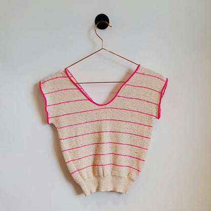 Vintage 70's Knitted Striped Crop Top | Size 6