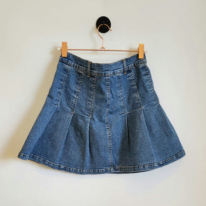 Vintage Y2K Pleated Denim Mini Skirt | Size 10