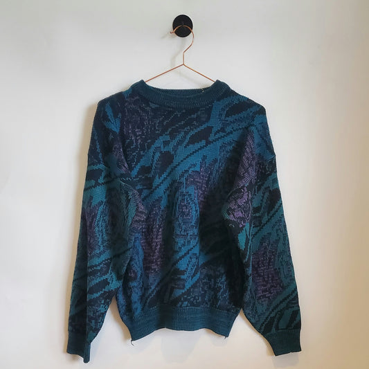 Vintage 80s Funky Pattern Knitted Jumper | Size M