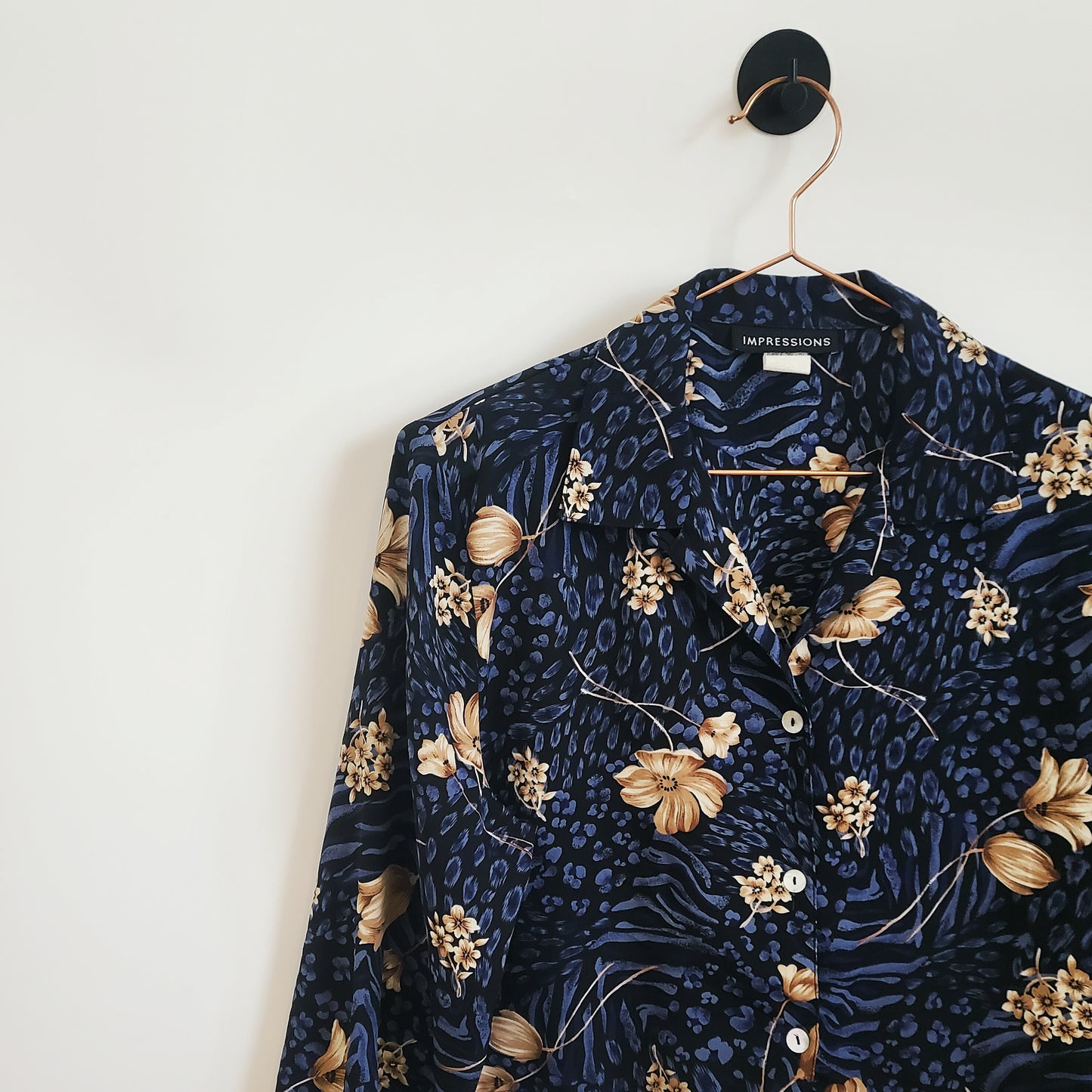 Reworked Vintage Floral Print Crop Shirt | Size 10-12