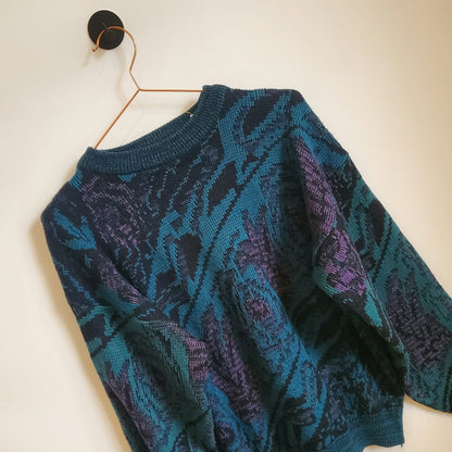 Vintage 80s Funky Pattern Knitted Jumper | Size M