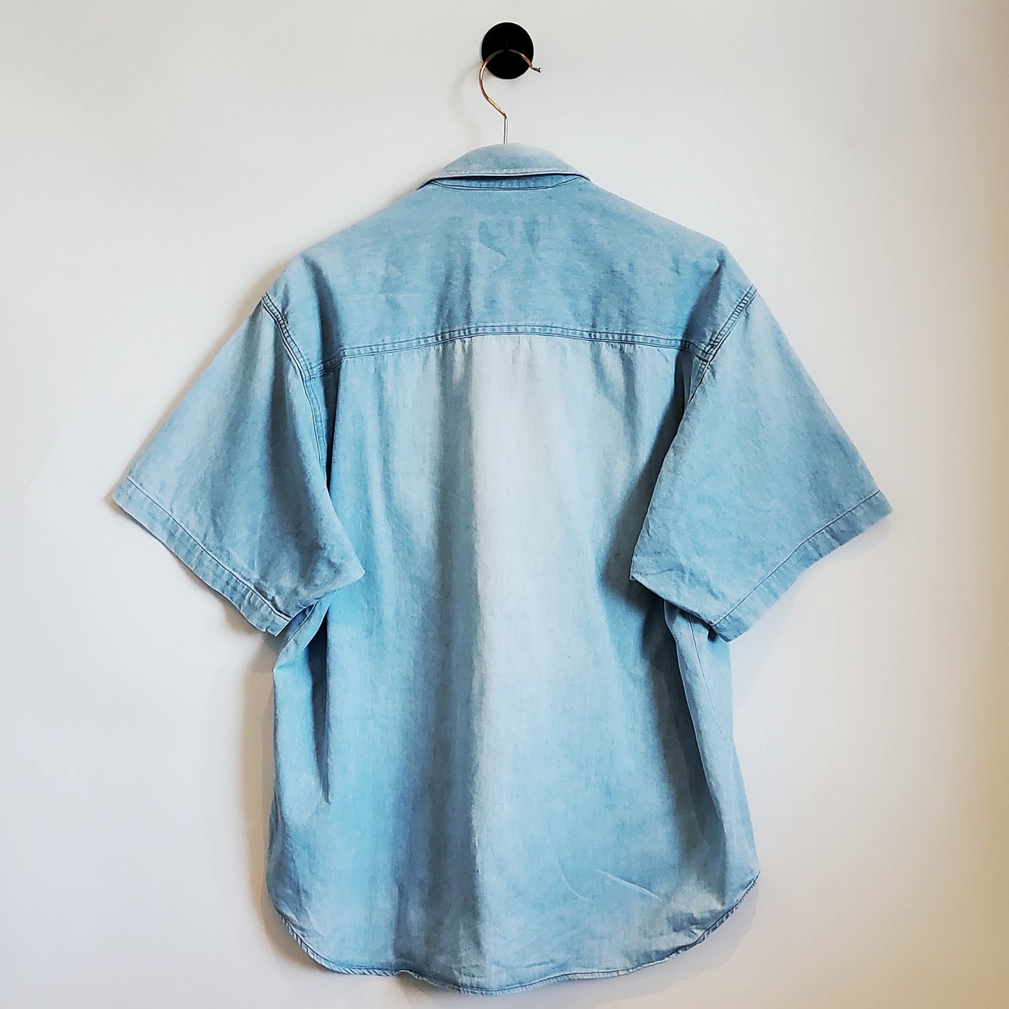 Men's Vintage 90's Short Sleeve Denim Shirt | Size XL