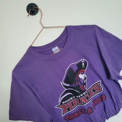 Reworked Rocky River Pirates Graphic Crop Tee | Size 8-10