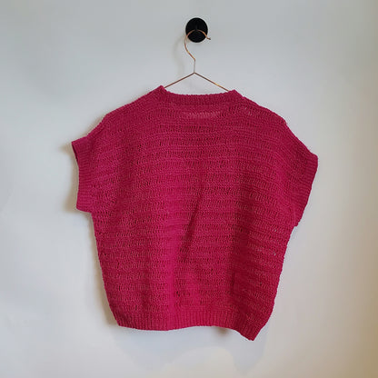 Vintage 80s Hand Knitted Sleeves Top | Size 14