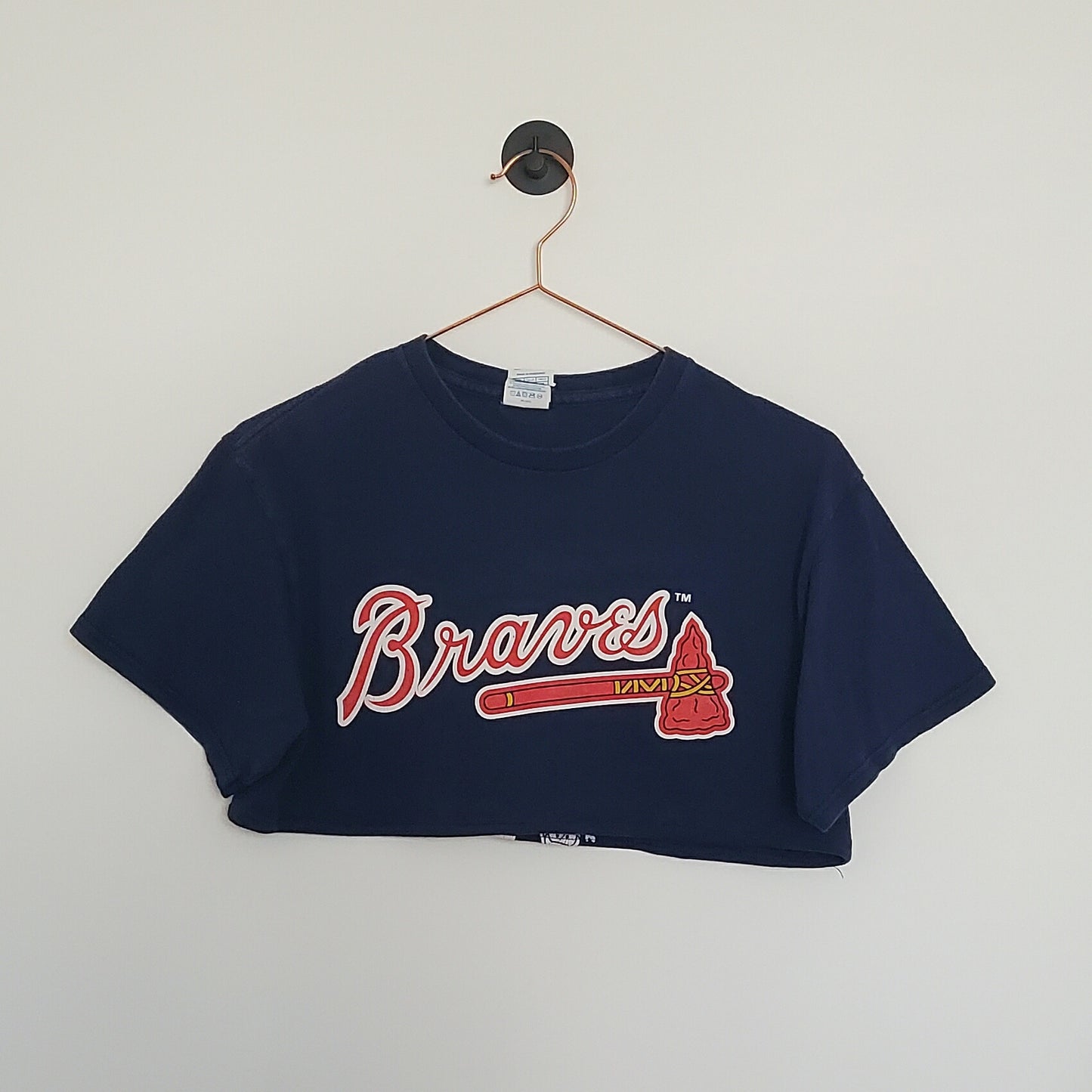 Reworked Crop Atlanta Braves Baseball T-Shirt | Size 10-12