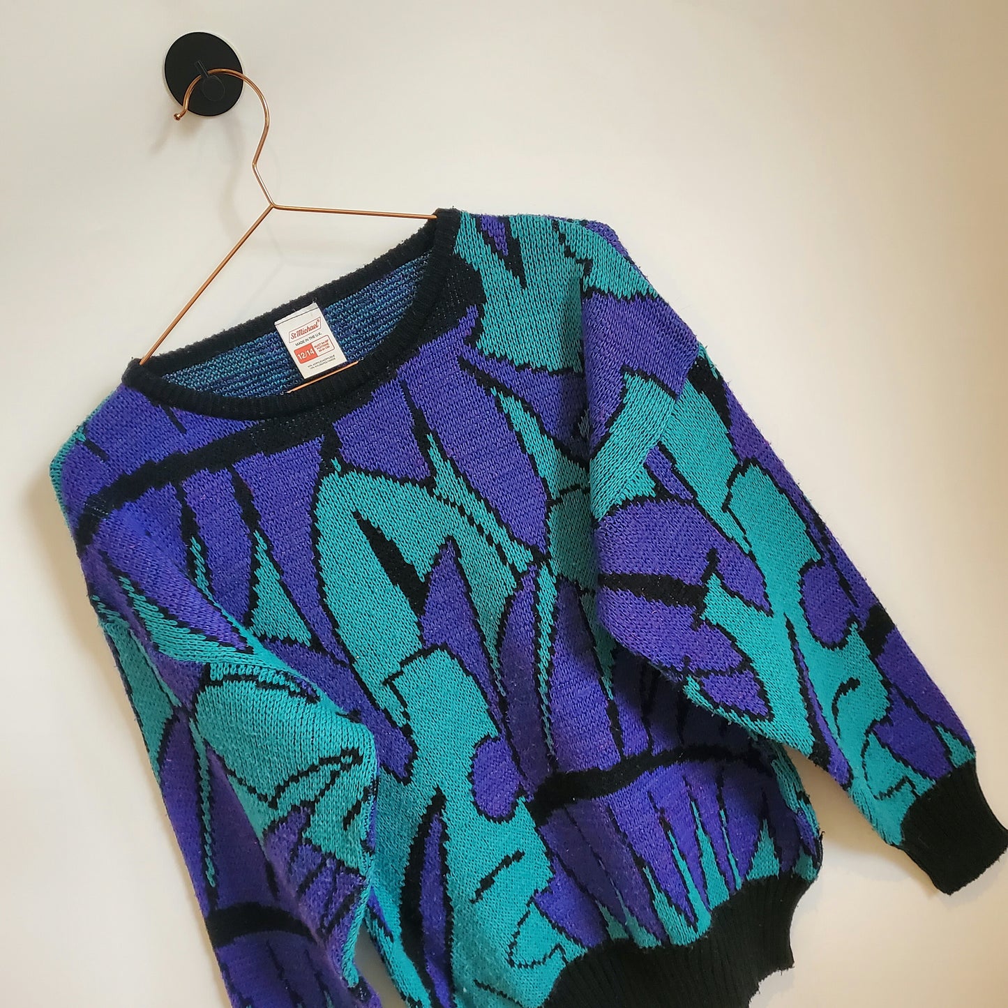 Vintage 80s Funky Pattern Knit Jumper | Size 12