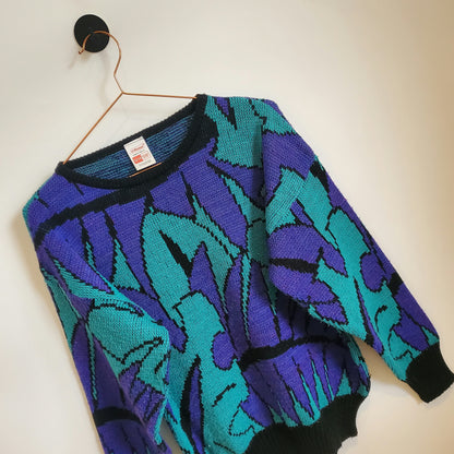 Vintage 80s Funky Pattern Knit Jumper | Size 12