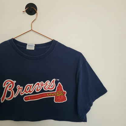Reworked Crop Atlanta Braves Baseball T-Shirt | Size 10-12