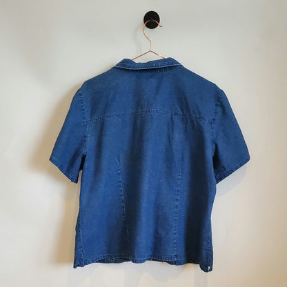 Vintage 90s Short Sleeve Denim Shirt | Size 16