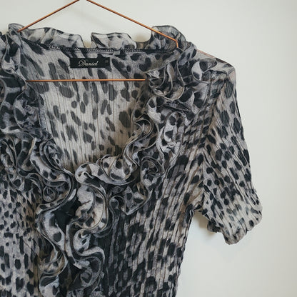 Vintage Y2K Animal Print Chiffon Top | Size 8