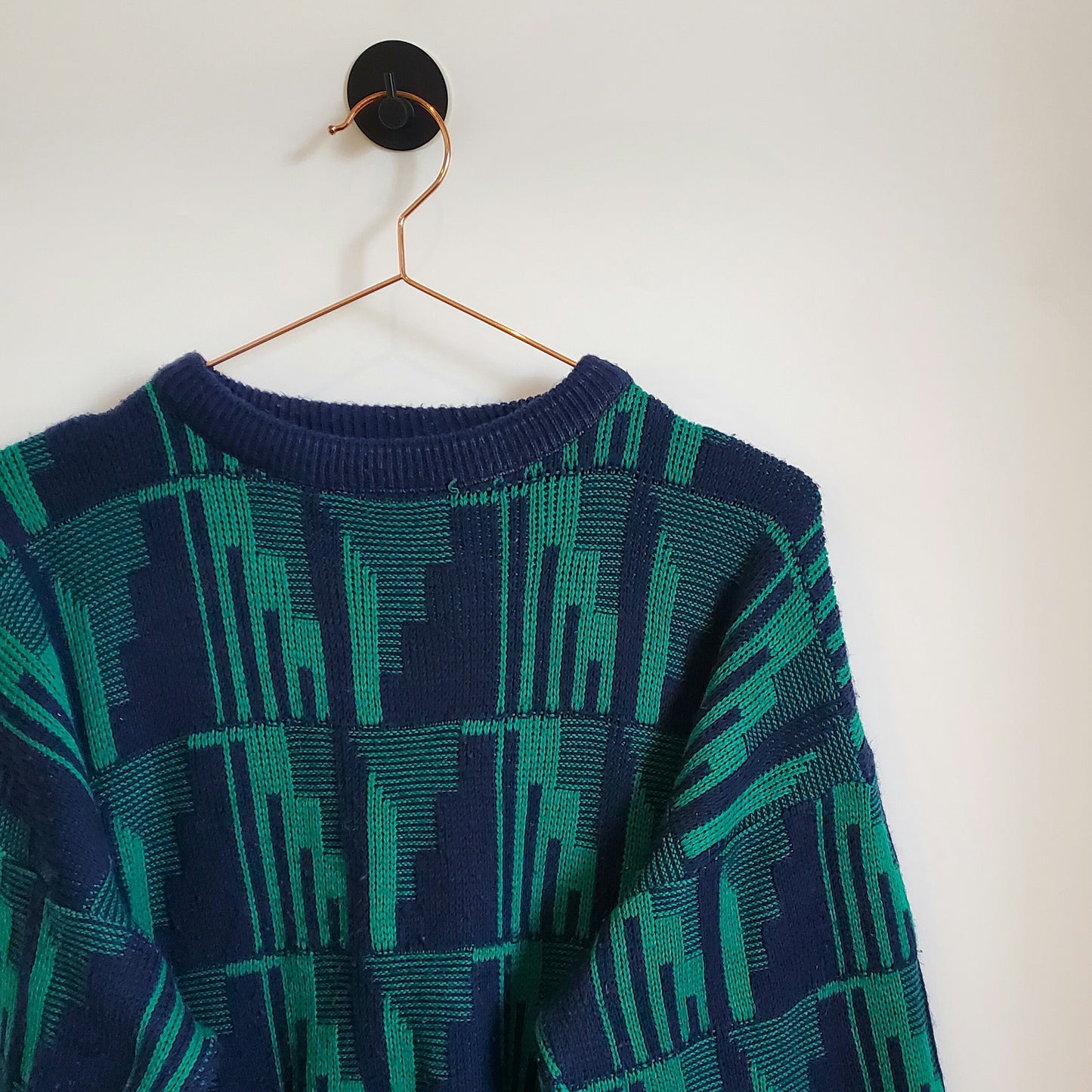 Vintage 90's Funky Pattern Knit Jumper | Size L