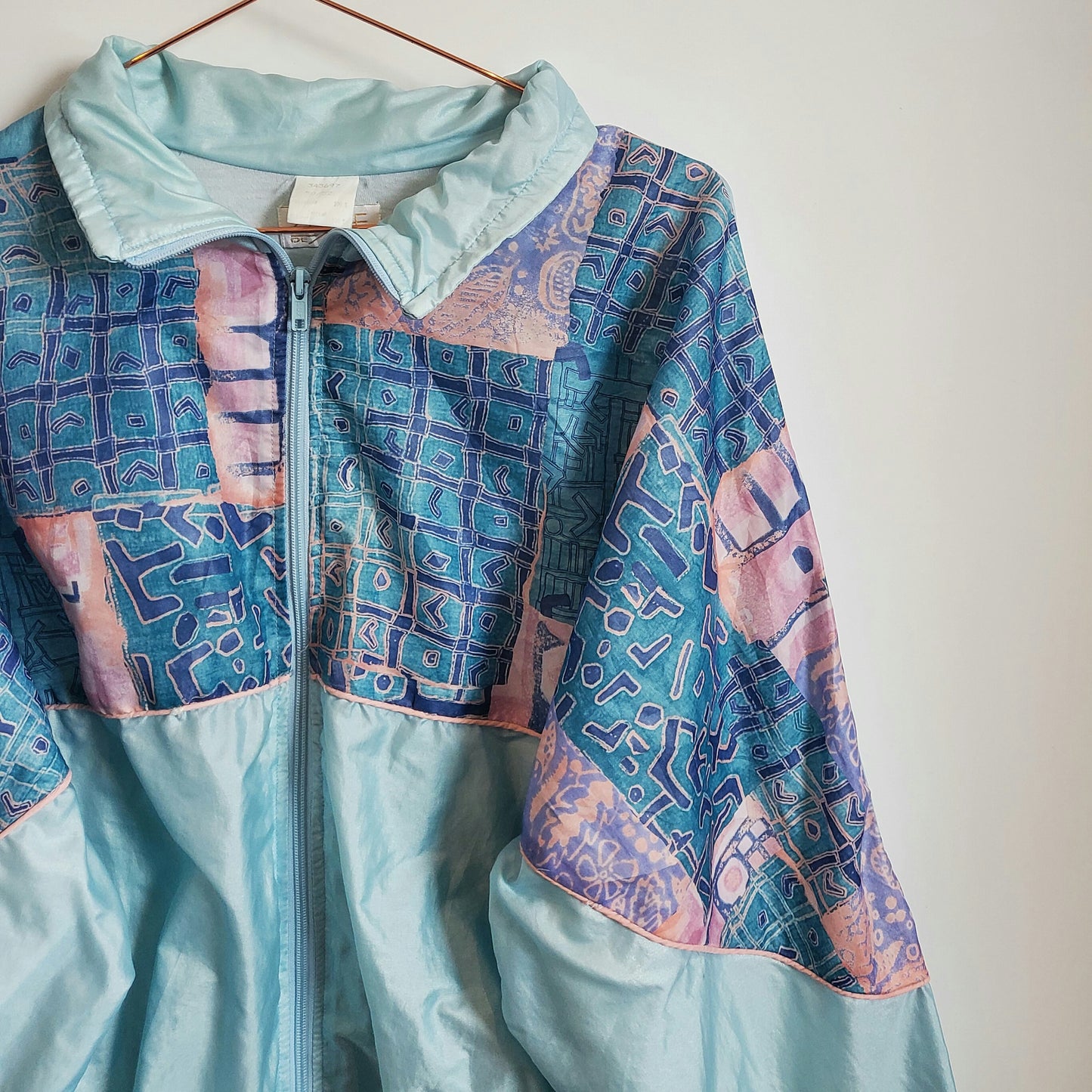 Vintage 90s Funky Print Windbreaker Jacket | Size 14