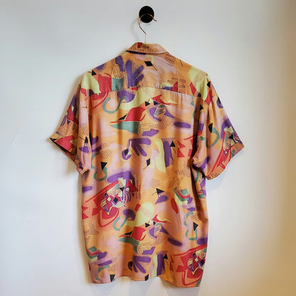 Vintage 90s Abstract Funky Pattern Shirt | Size L