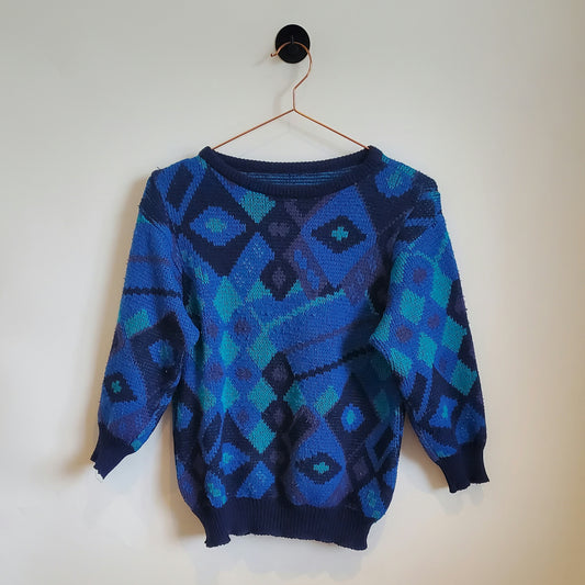 Vintage 80s Funky Pattern Knit Jumper | Size 8