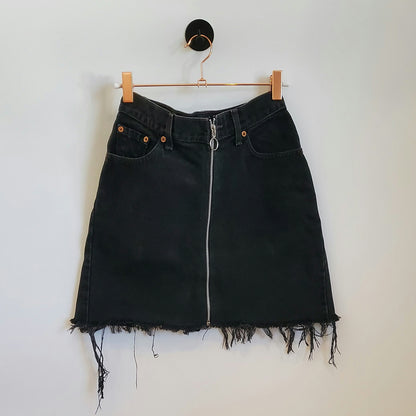 Vintage 90s Levi's Denim Zipper Mini Skirt | Size 8-10