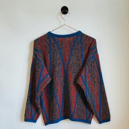 Vintage 70s Abstract Knit Cardigan | Size 12