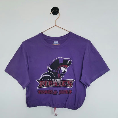 Reworked Rocky River Pirates Graphic Crop Tee | Size 8-10