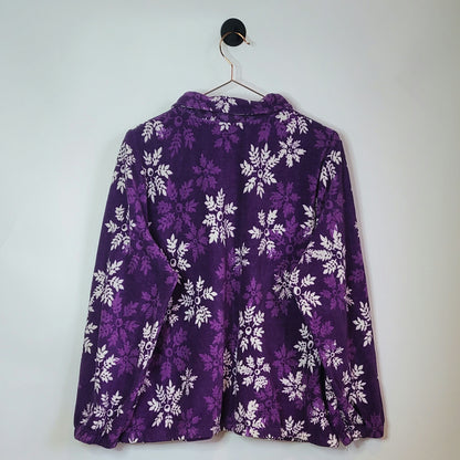 Vintage 90s Snowflake Print Fleece Jacket | Size 16