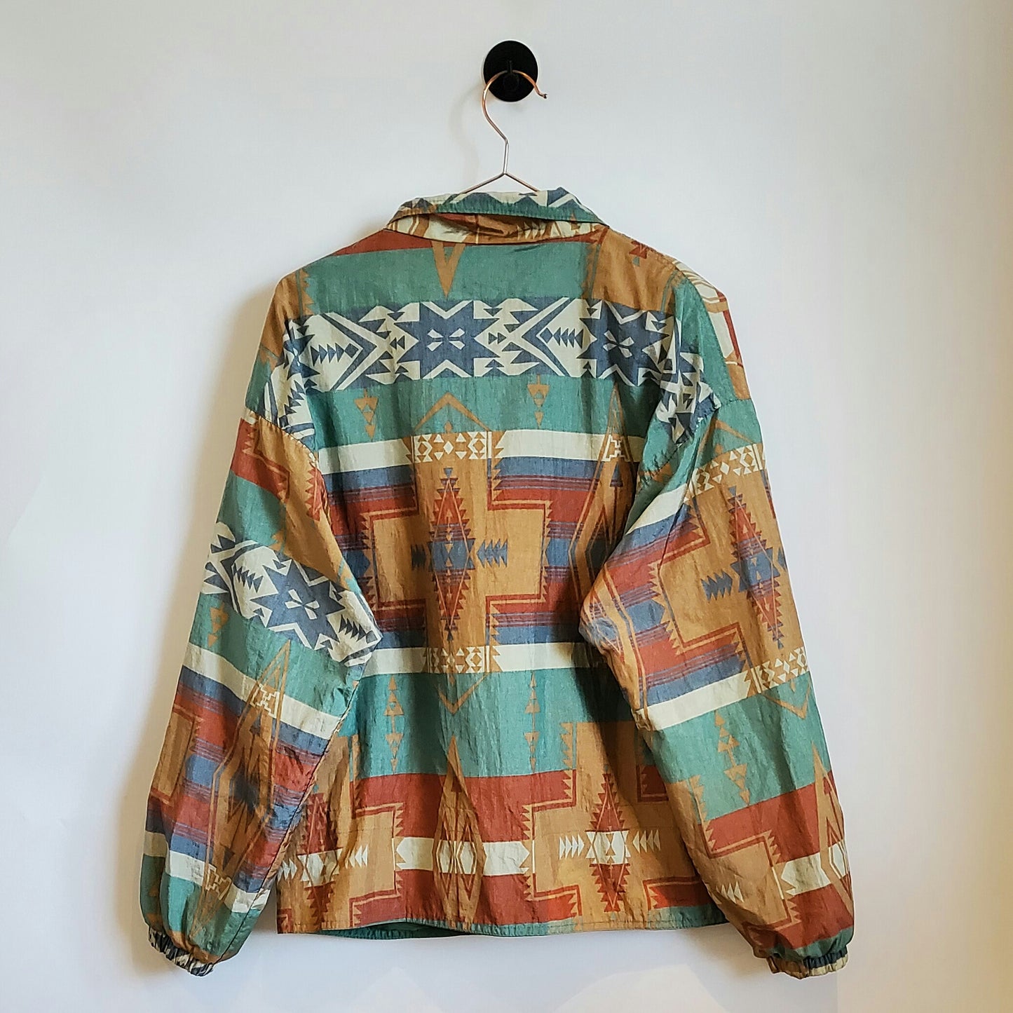 Retro 90's Aztec Pattern Windbreaker Jacket | Size M