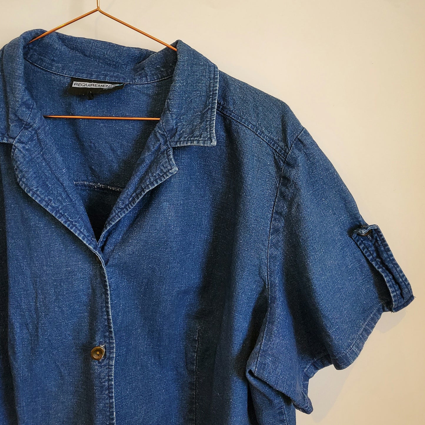 Vintage 90s Short Sleeve Denim Shirt | Size 16
