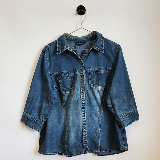 Vintage 90s Denim Shirt | Size 16