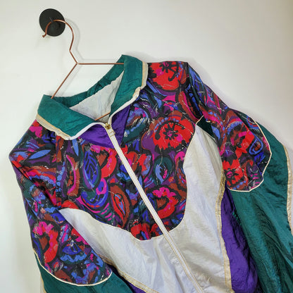 Vintage 80's Funky Pattern Windbreaker Jacket| Size L