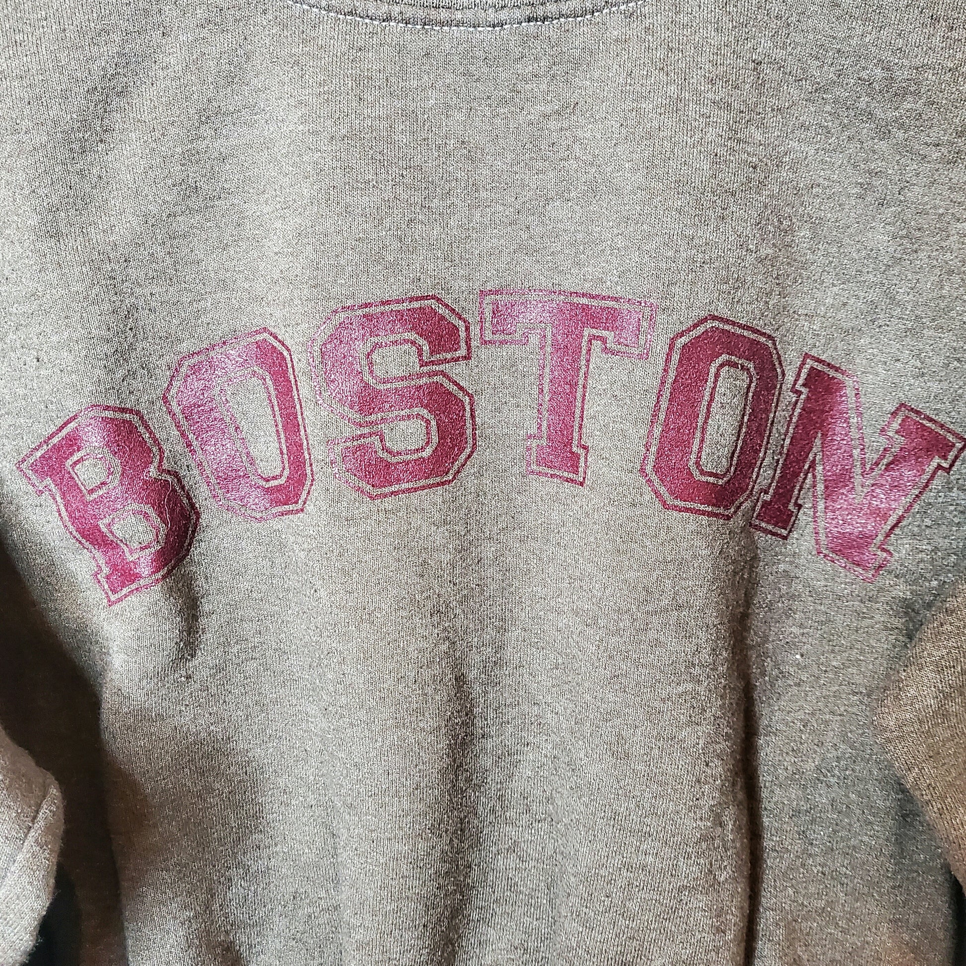 Upcycled Vintage Crop Boston Logo Sweatshirt Brown Size 8-10